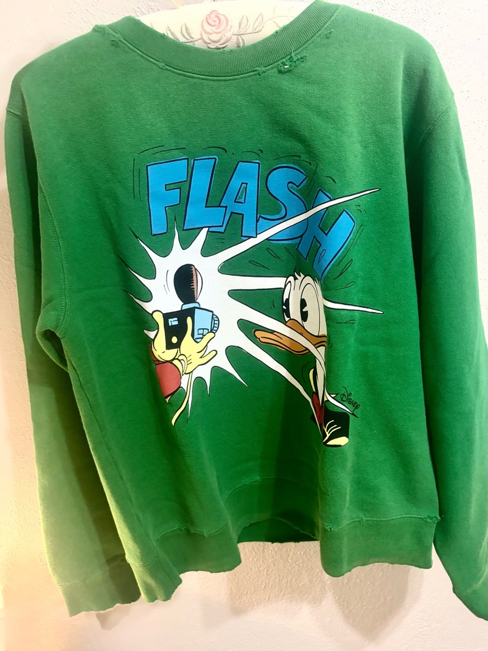 Disney x Gucci Green Donald Duck Flash Sweatshirt Size: M